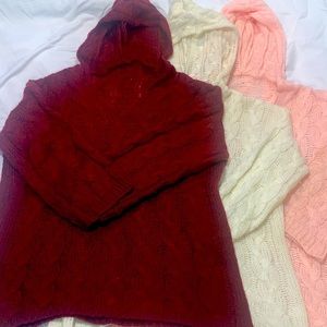 3 light hooded sweaters
